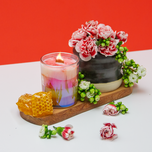 Flowers and Honey Candle + Candle Holder